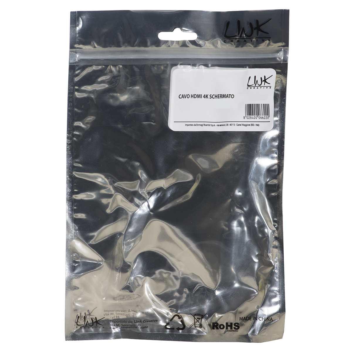 Cavo di collegamento hdmi 4k 3d con ethe rnet connettori dorati mt. 5, ak330107050s
