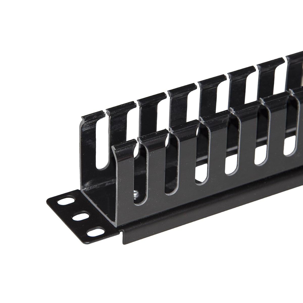Pannello passacavi 1 unita' a gabbia per rack con coperchio scorrevole 25 slot colore nero, lkor1ul