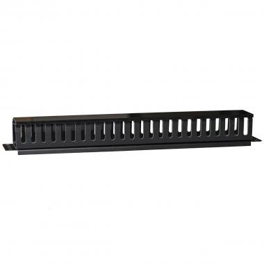 Pannello passacavi 1 unita' a gabbia per rack con coperchio scorrevole 25 slot colore nero, lkor1ul