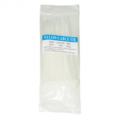 CONFEZIONE 100 FASCETTE SERRACAVI MM. 2,5x150