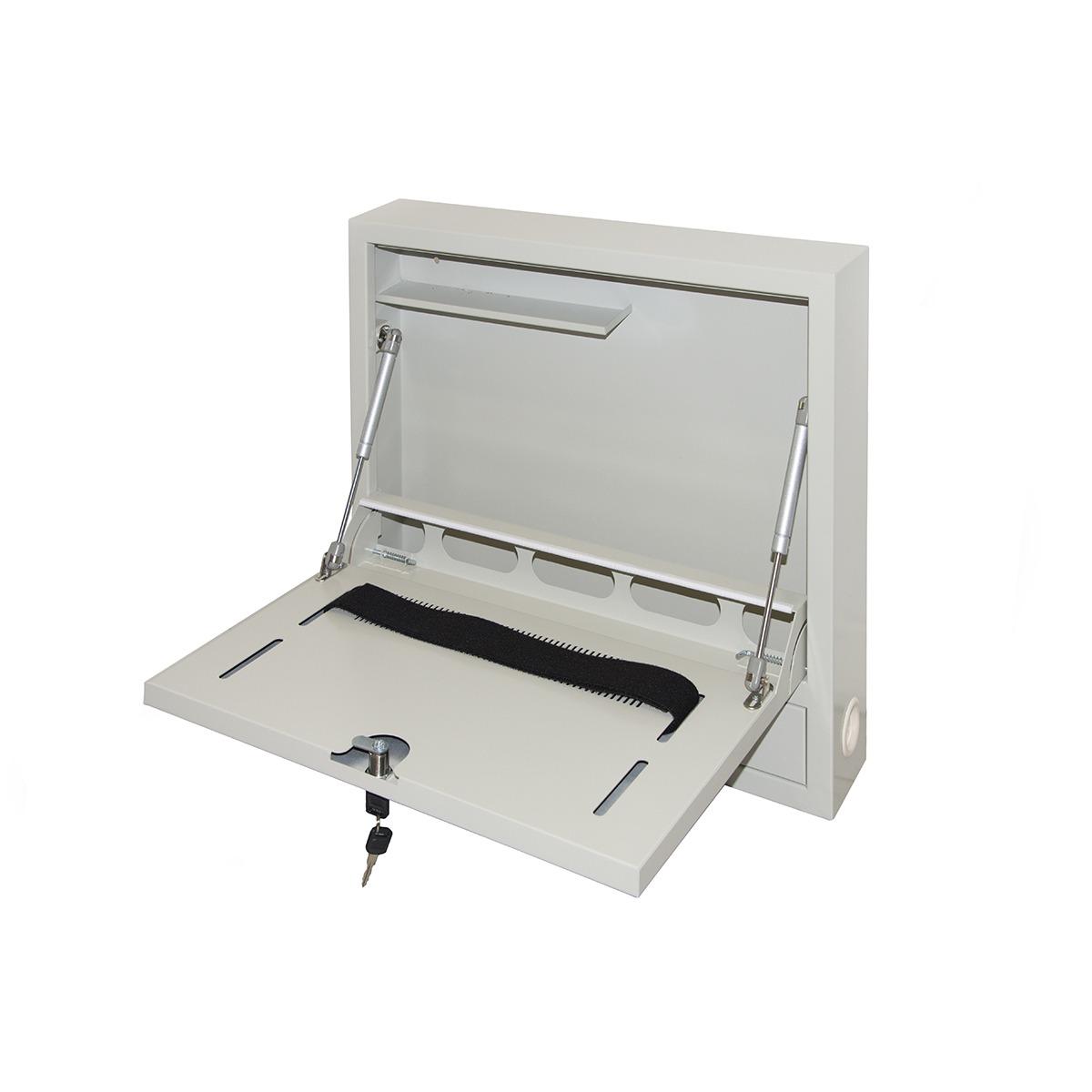 Armadio a muro per laptop con chiusura a chiave colore grigio con pistoni