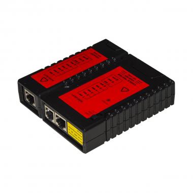 Tester di rete per cavi 6 e 8 poli, rj11 e rj45 con unita' locale e remota con 8 led + schermatura