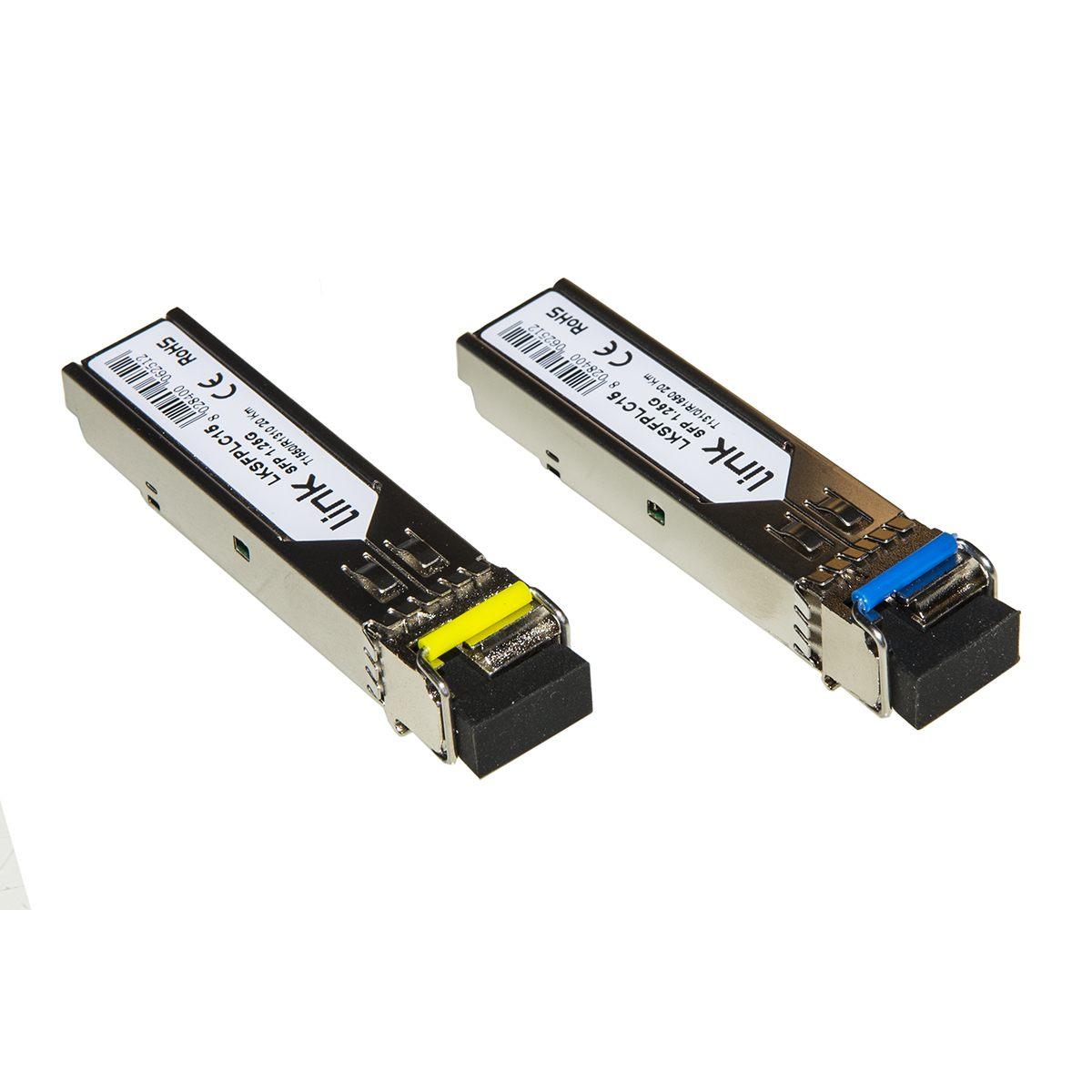 COPPIA MODULI MINIGBIC (SFP) SINGLEMODE LC SIMPLEX TX1310nm-RX1550nm 1,25 GBPS CON DDM 20 KM