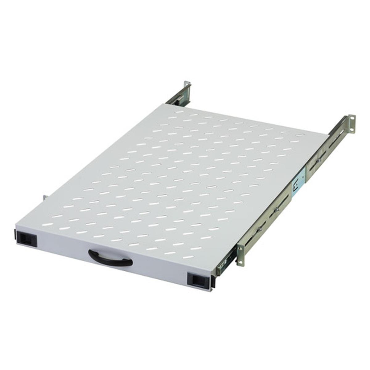 Ripiano per armadio estraibile su binari telescopici 1 unita' profondita' 720 mm. grigio ral 7035 carico 80 kg. con viti (per linea server)