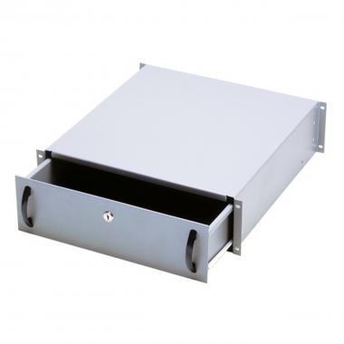 CASSETTO PER ARMADI RACK 19" CON SERRATURA, 3 UNITA', COLORE GRIGIO RAL7035-DIMENSIONI (L/P/A) MM. 485X480X134 (DN-19 KEY-3U)